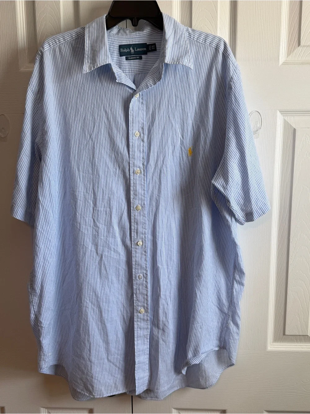 Polo by Ralph Lauren Blue & White Pinstripe Short-Sleeve Button-Down Shirt